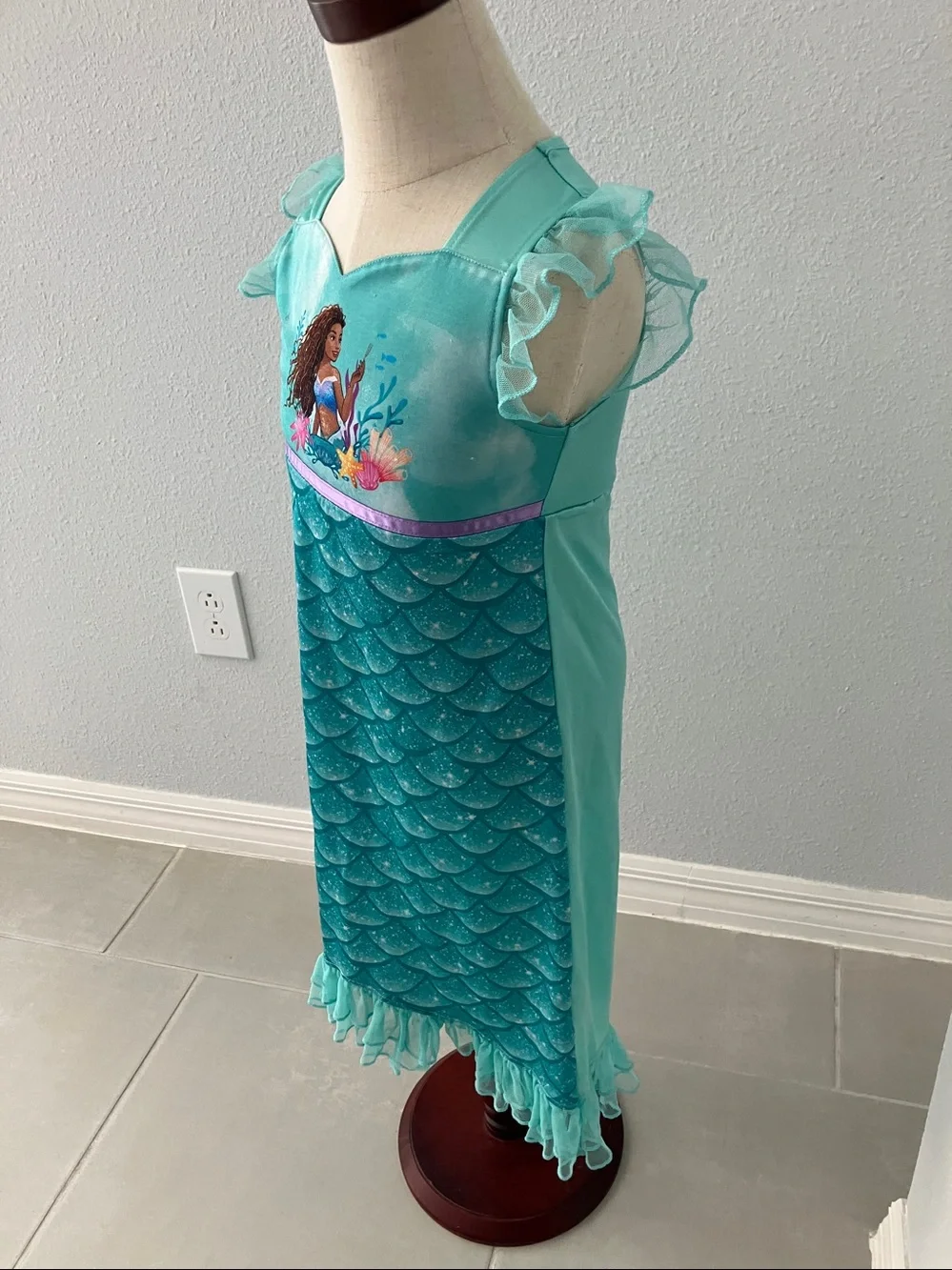 DISNEY Toddler Girls Little Mermaid Nightgown | XS 4-5 - Picture 5 of 8
